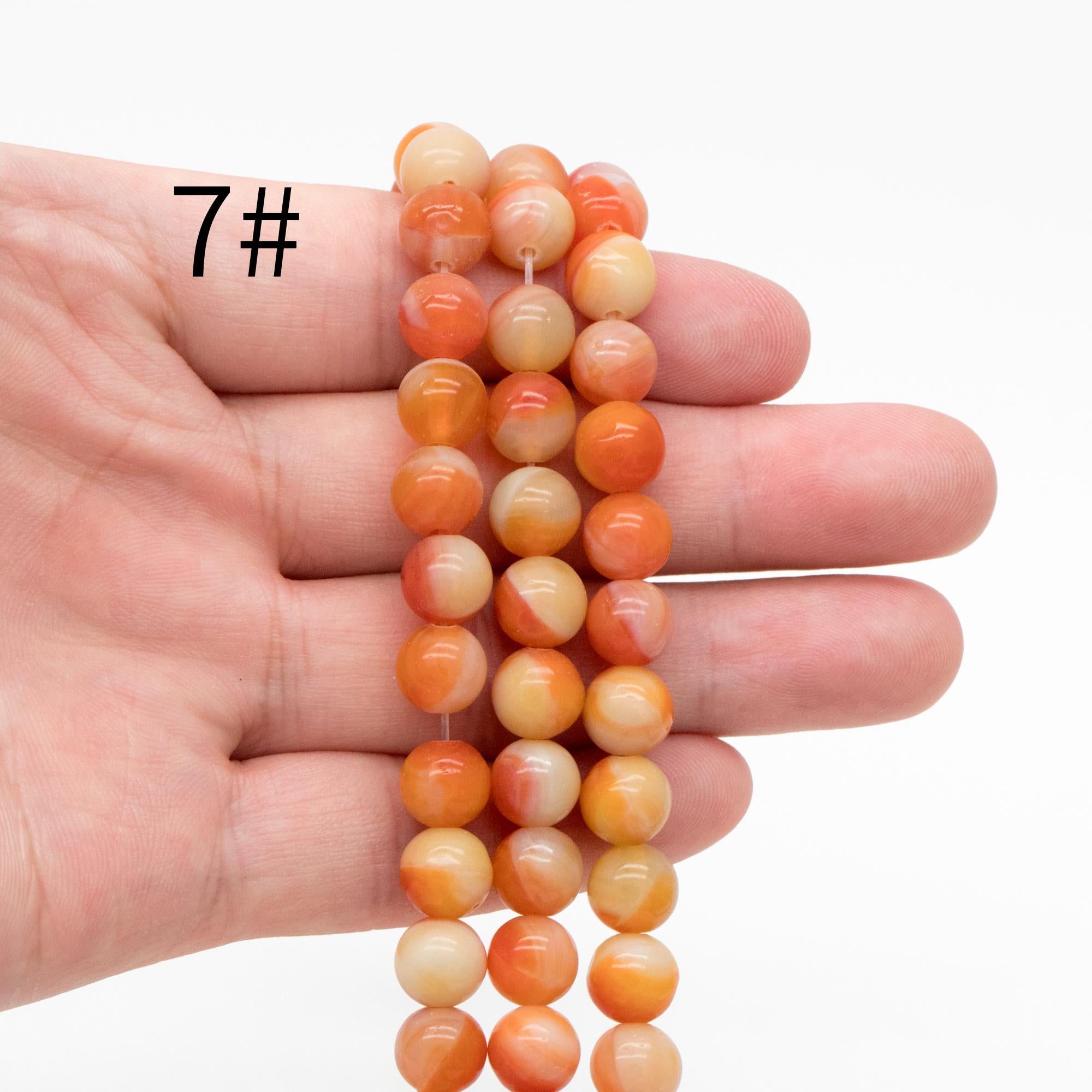 45pcs Smooth Round Glass beads 8mm, Faux Gemstone Beads, Imitation Natural Stone (GM-050)